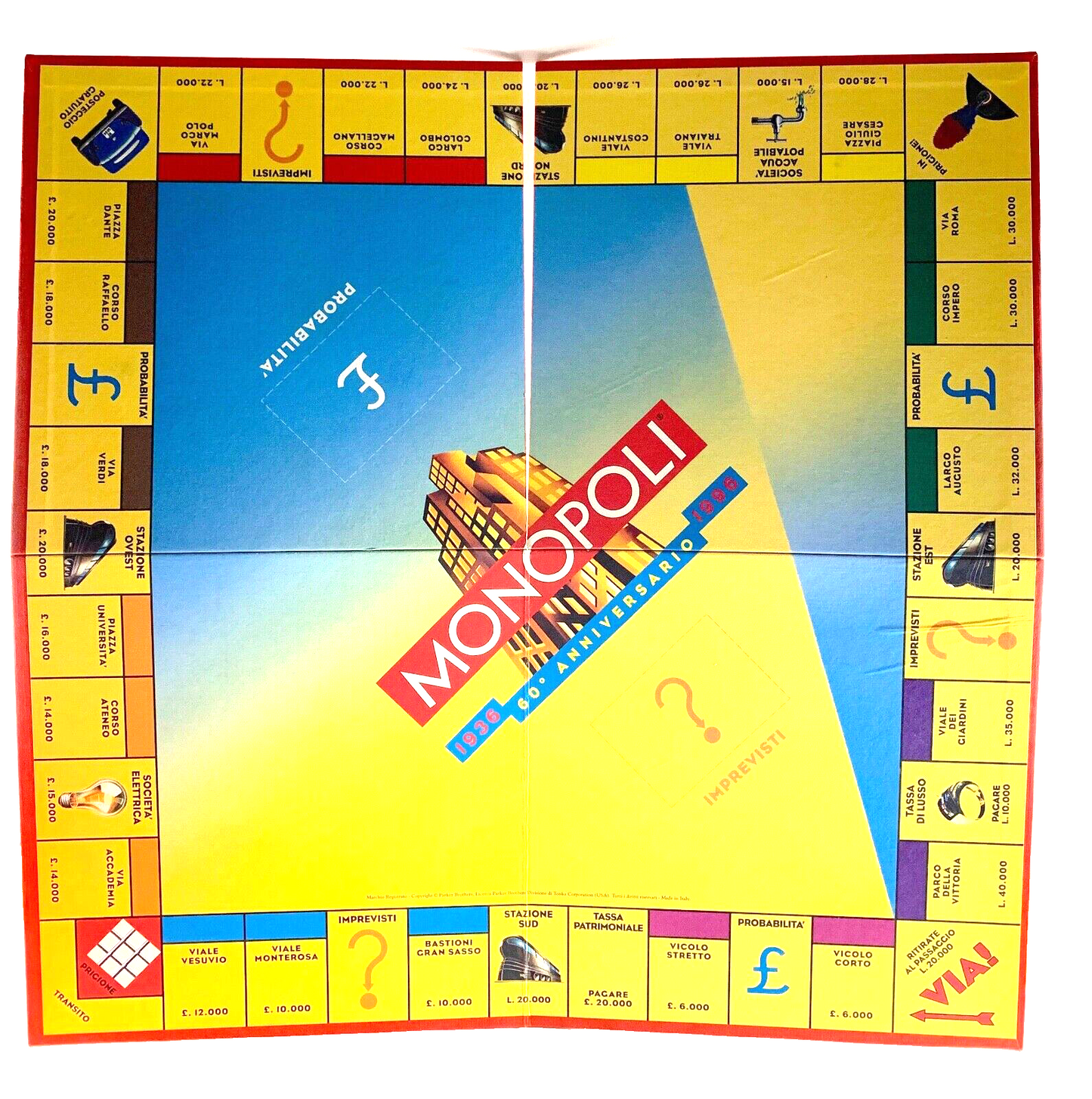 MONOPOLI 60° ANNIVERSARIO GIOCO IN SCATOLA EG GIOCHI COMPLETO VINTAGE NUMERATO