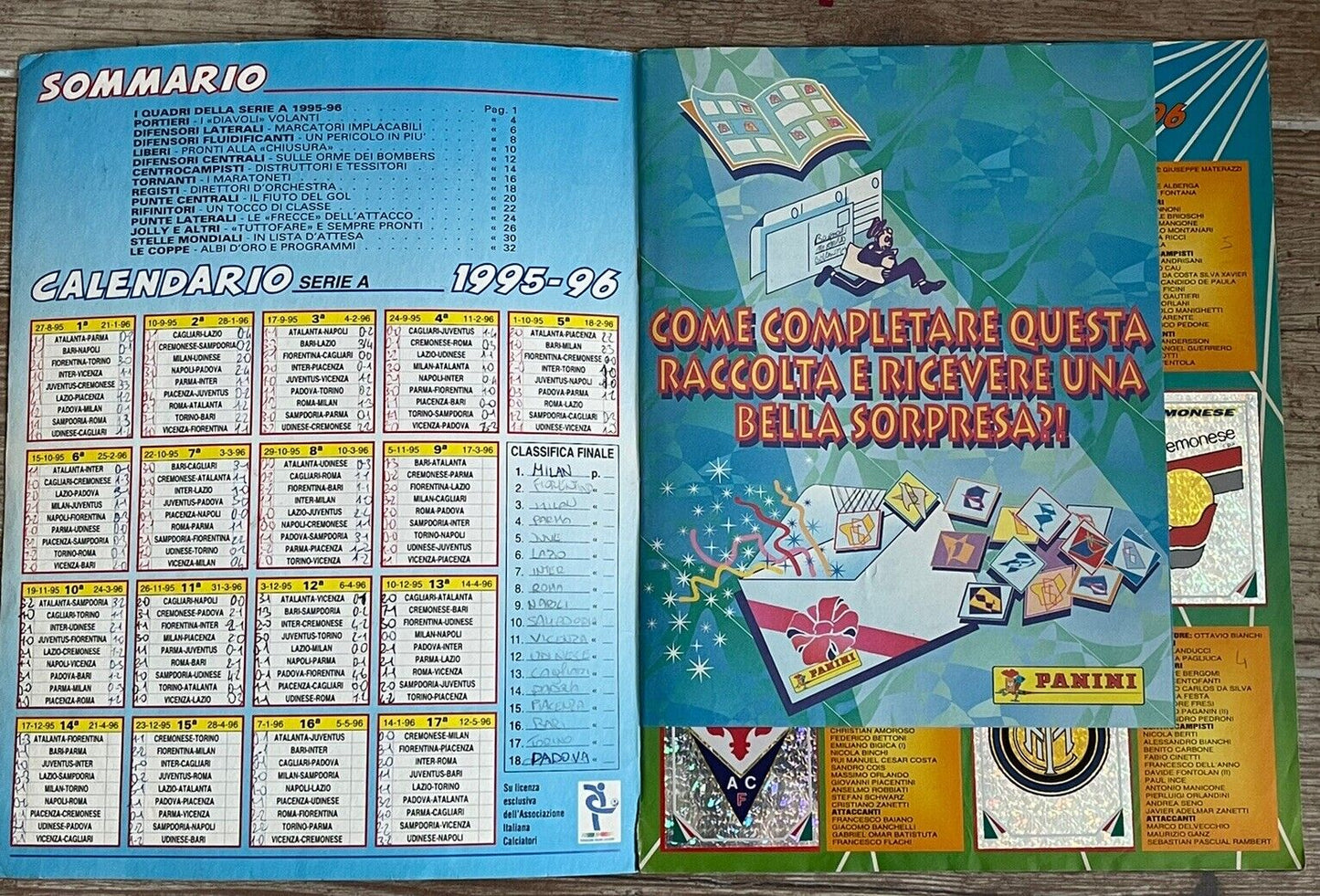 ALBUM FIGURINE 1995-1996 CALCIATORI PANINI SUPERCALCIO -28 MANCANTI