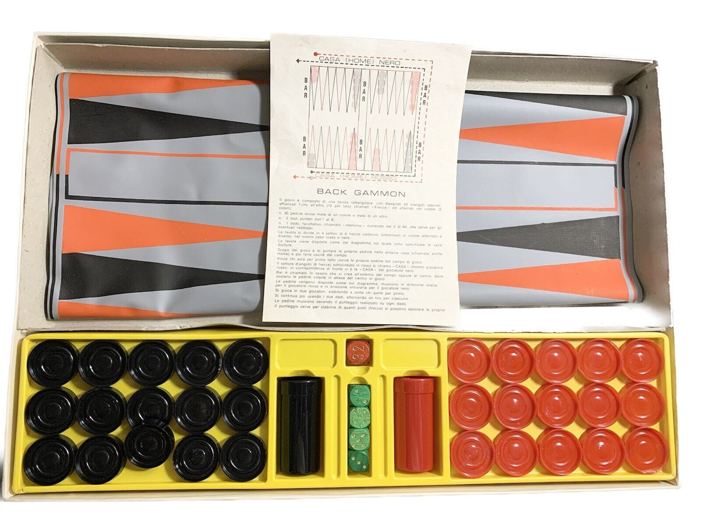 BACKGAMMON GIOCO IN SCATOLA ISAT TORINO MADE IN ITALY ANNI 70/80 OTTIMO COMPLETO