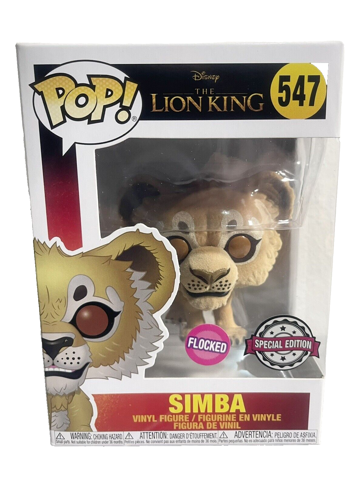 FUNKO POP! SIMBA #547 THE LION KING FLOCKED SPECIAL EDITION NUOVO SIGILLATO