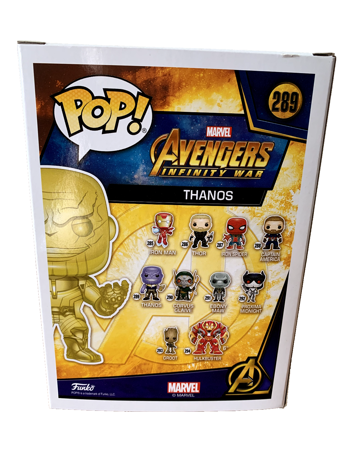 FUNKO POP! THANOS 289 GOLD AVENGERS NUOVO E SIGILLATO